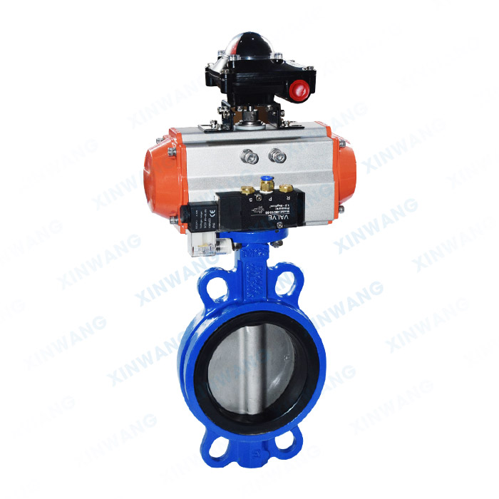 配两联件气动对夹蝶阀